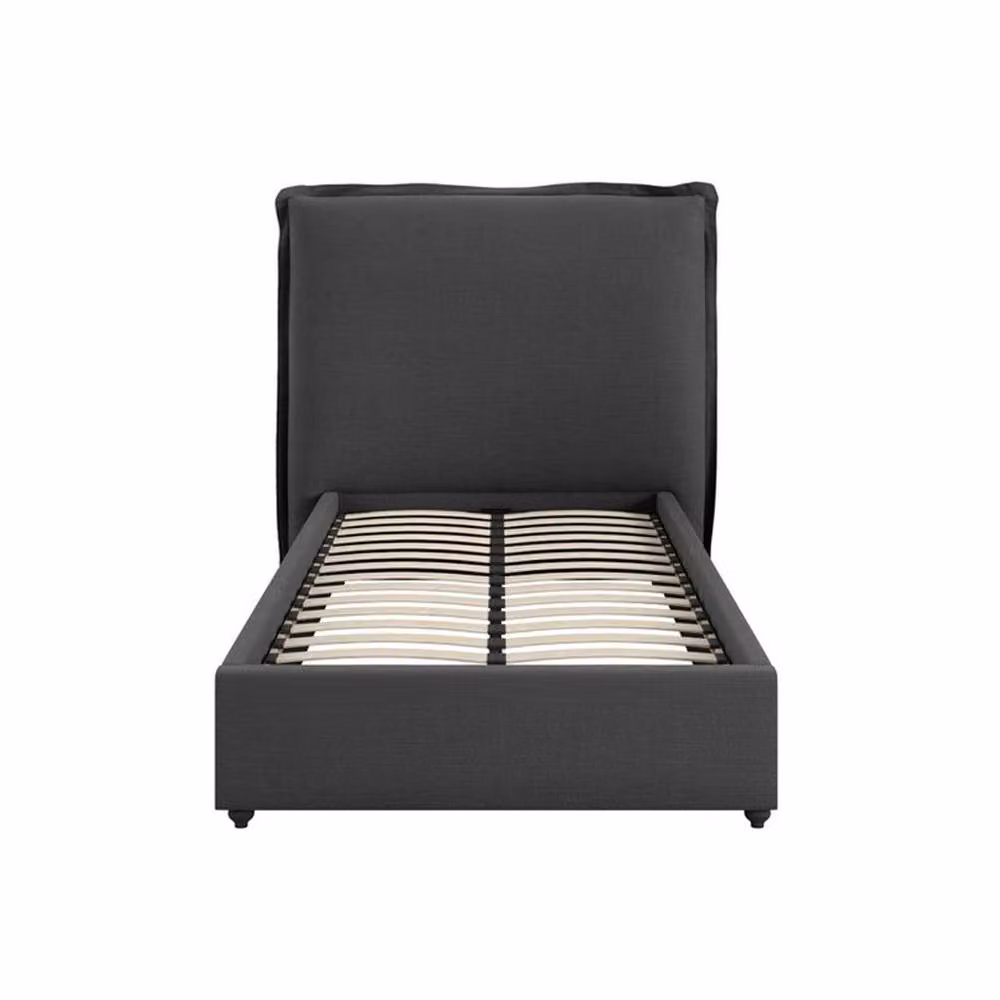 Lemon Pavilion Furniture Sunday Single Bed Frame in Dark Grey Linen Blend, W/D/H: 128 x 219 x 120 cm – 2