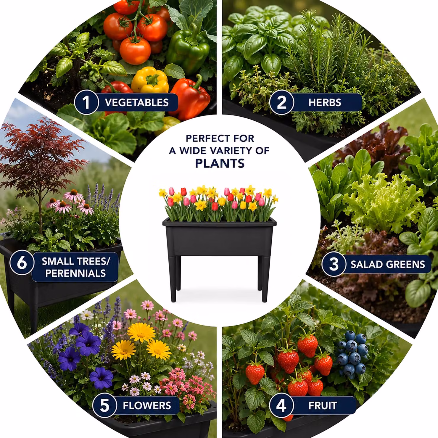 Simpa Black Plastic Raised Bed Trough Planter Tub W/D/H: 76 x 65 x 37 cm – 3