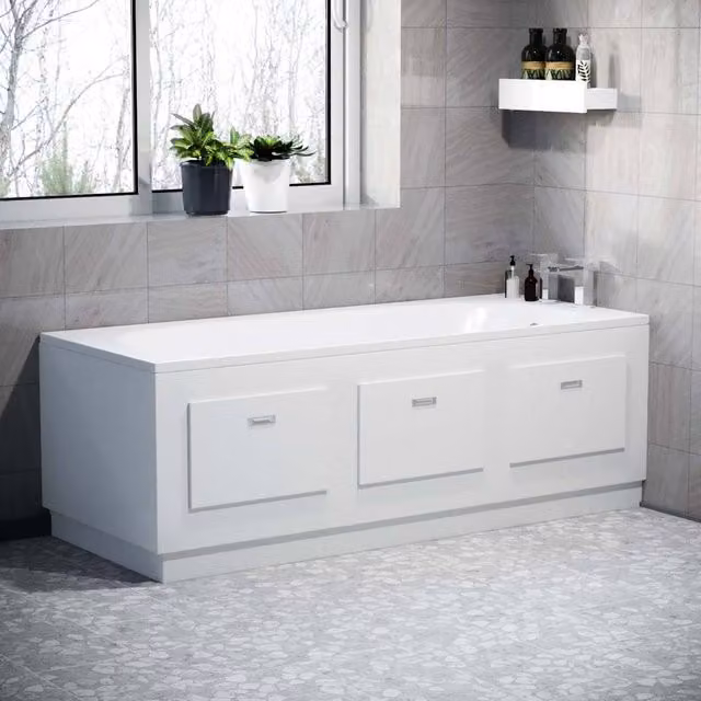 Nes Home White Durable PVC Magnetic Front End Bath Panel, Width: 170 cm – 1