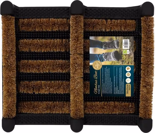 Nimbus Rubber Coir Boot Scraper Mat in Black