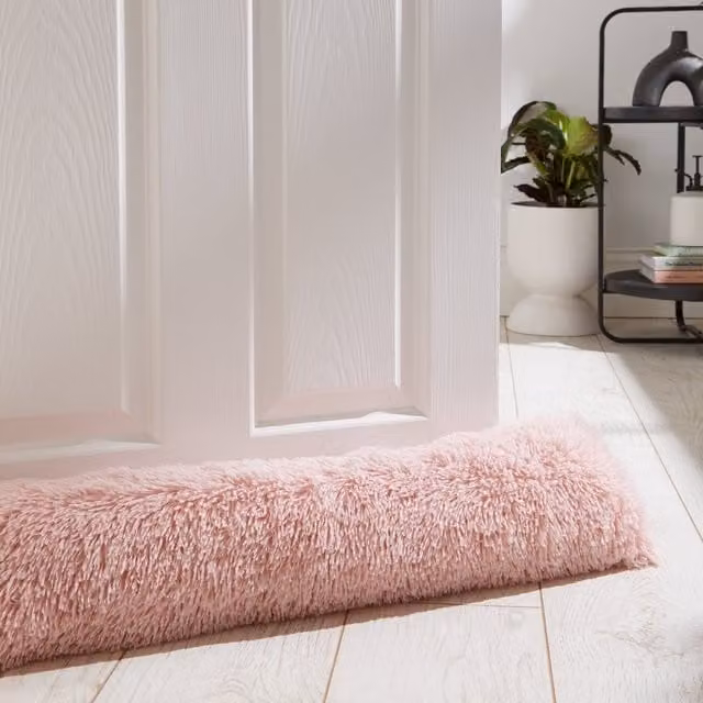 Catherine Lansfield Cuddly Faux Fur Draught Excluder, Blush Pink, W 90 cm x D 20 cm