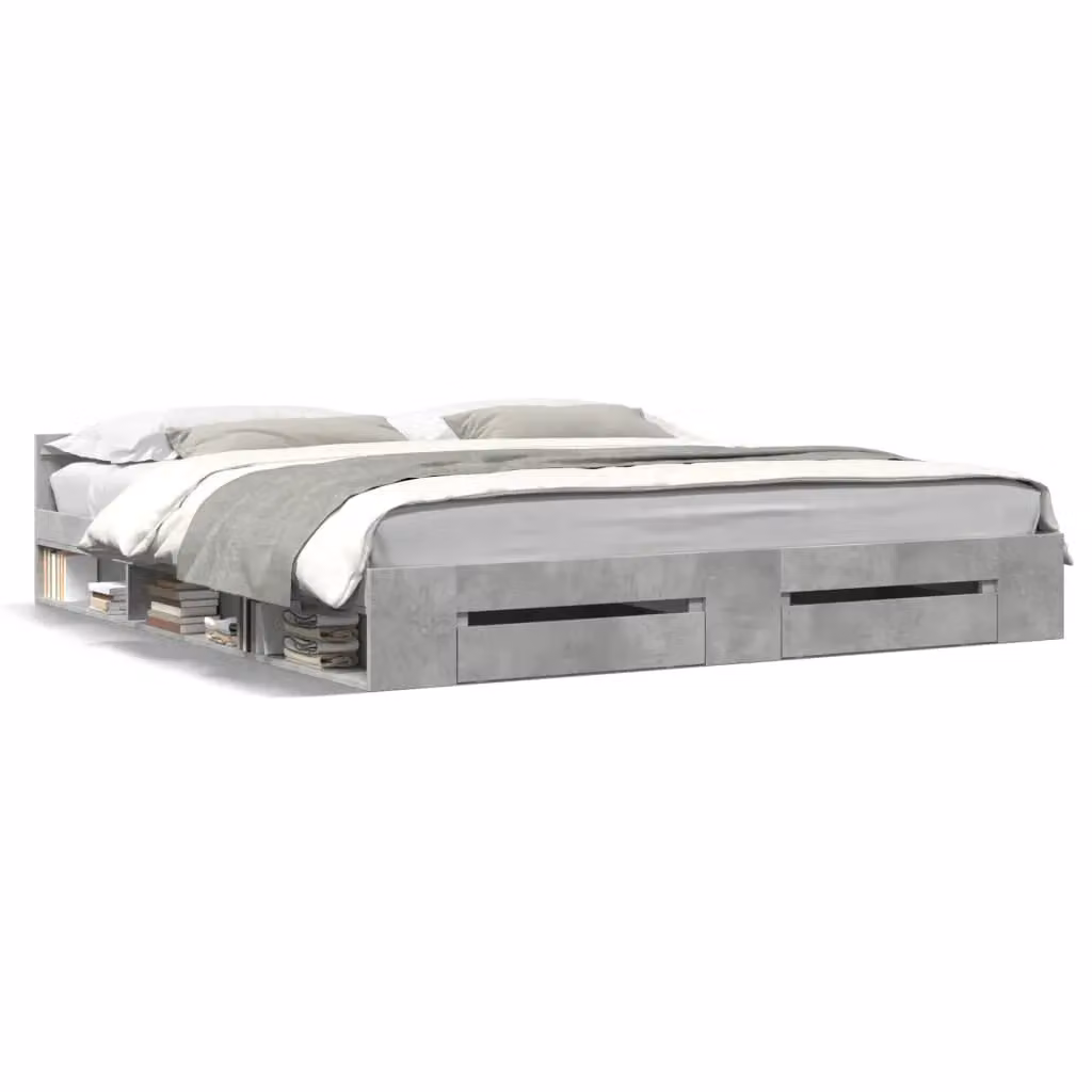 Berkfield Home Super King Bed Frame with Drawers in Concrete Grey, W/D/H: 180 x 200 cm – 2