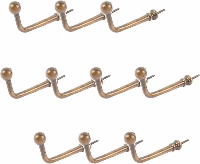 Hammer and Tongs Brass Flat Top Screw Hook, Pack of 10, W: 20 mm, H: 60 mm