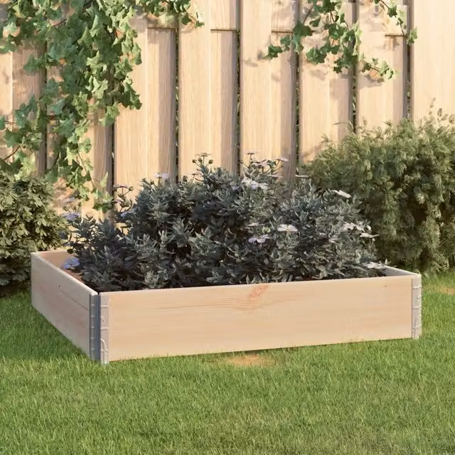 Berkfield Home Raised Bed in Brown Solid Pine Wood W/D/H: 100 x 100 x 100 cm