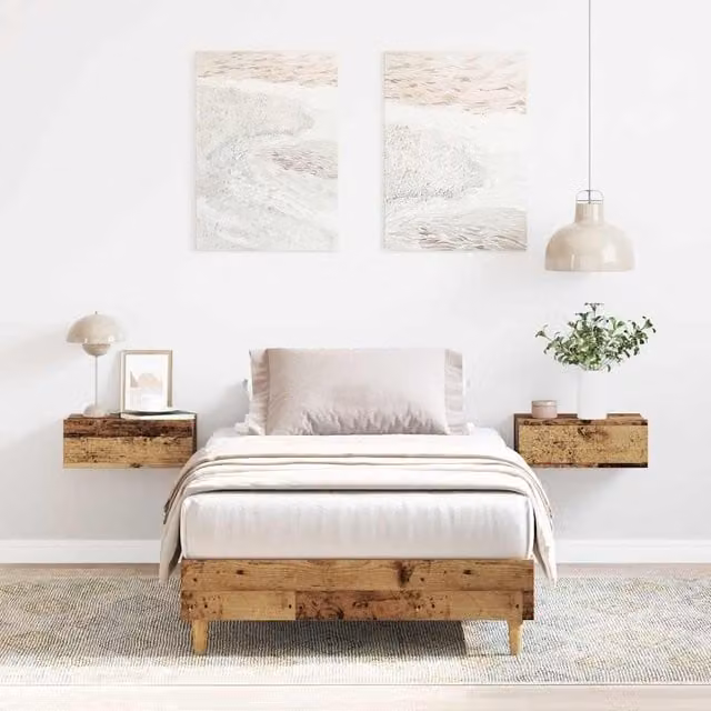 Berkfield Home Small Single Bed Frame in Brown Old Wood, W/D/H: 75 x 190 x 25 cm