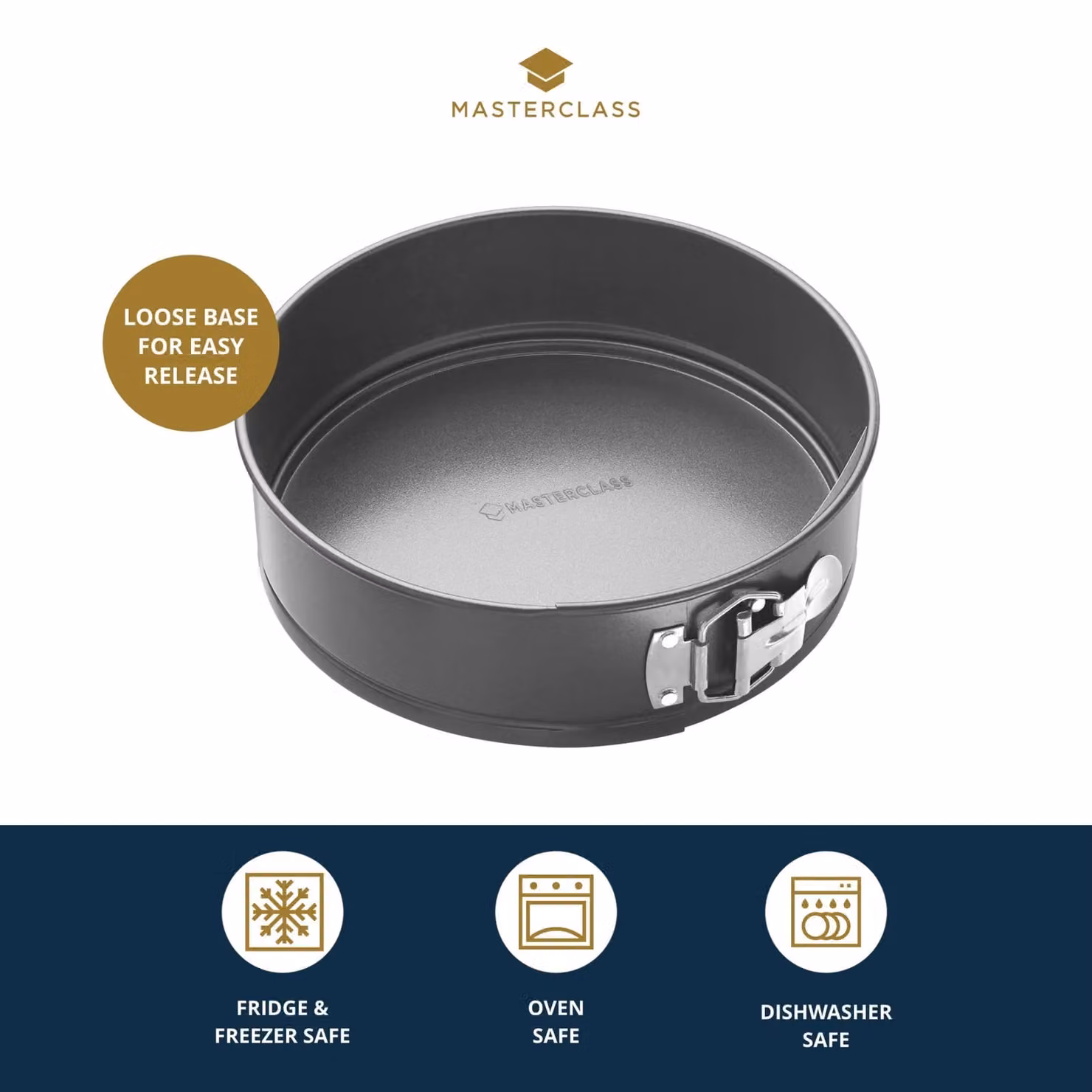 MasterClass Non-Stick Round Springform Loose Base Cake Tin, Diameter: 30 cm, Dark Grey – 3
