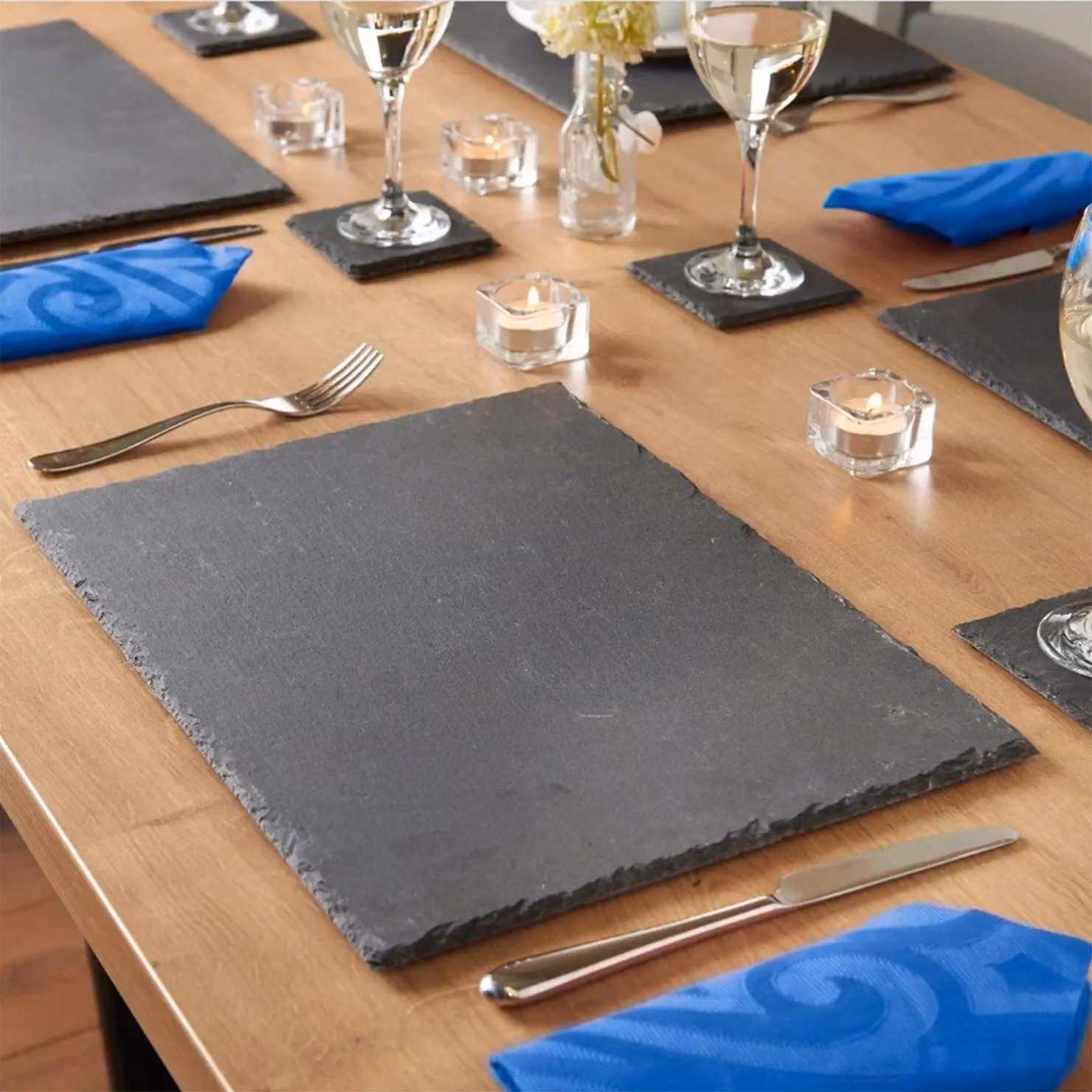 Van Gogh Rustic Slate Placemat and Coaster Set in Grey – 4