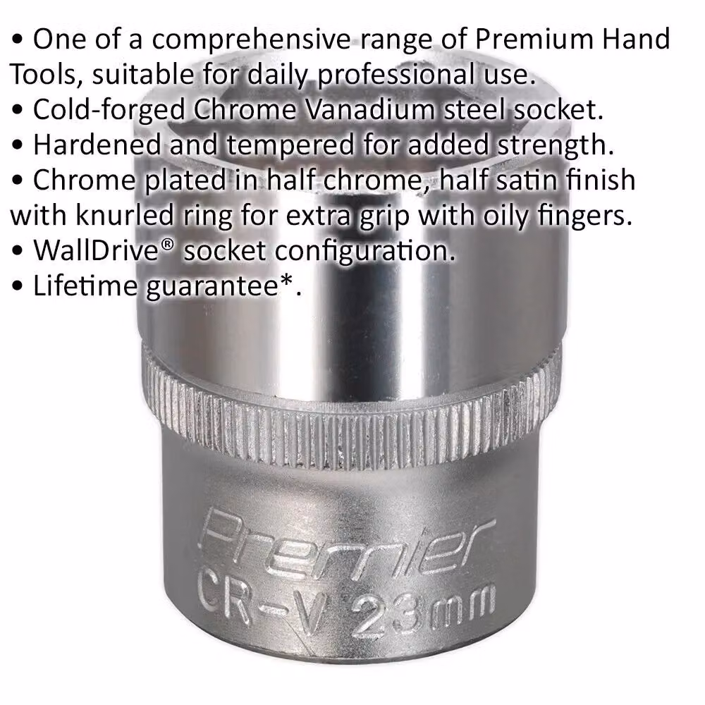 Loops 23mm Steel Drive Socket 1/2 inch Square Drive Chrome Vanadium Wrench Socket in Silver – 2