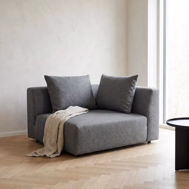 Abakus Direct Tokyo Corner Seat in Grey Brushed Tweed Fabric with Deep Seat