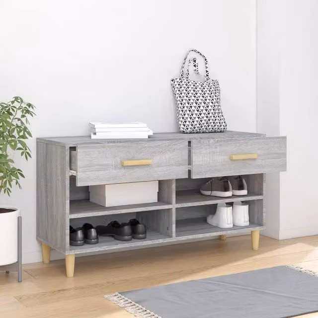 Berkfield Home Grey Sonoma Shoe Cabinet W/D/H: 102 x 35 x 55 cm