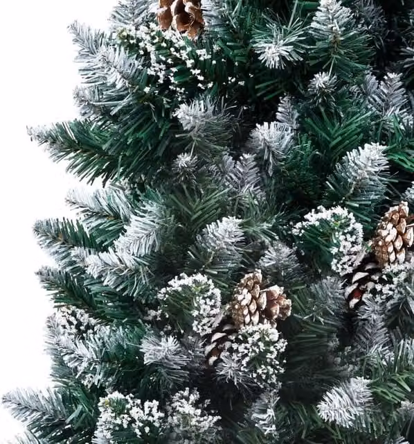 Berkfield Home Beautiful Artificial Christmas Tree with Pine Cones and White Snow in Green, H: 150 cm, W: 93 cm, D: 93 cm – 1