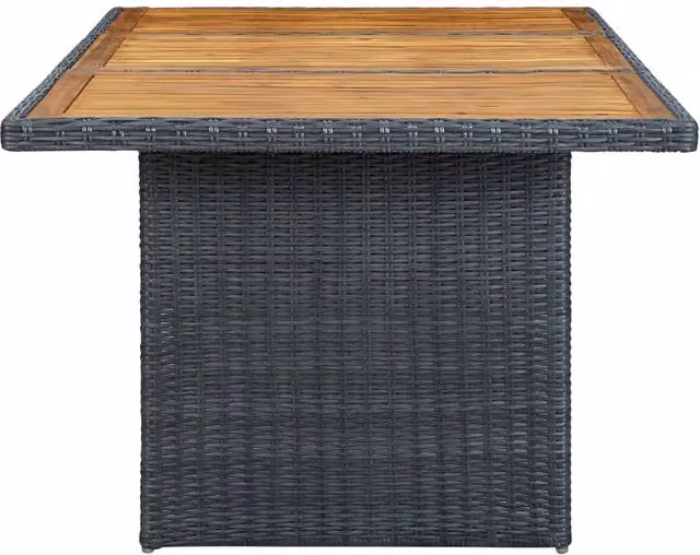 Berkfield Home Extendable Rectangular Garden Table in Dark Grey Poly Rattan and Oiled Acacia Wood – 1