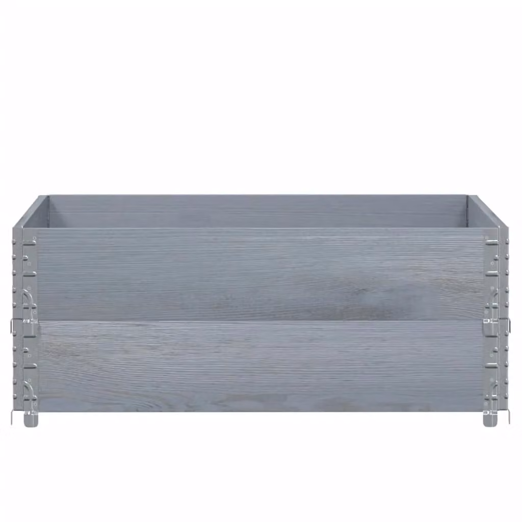 Berkfield Home Grey Solid Wood Pine Garden Planter Tub W/D/H: 100 x 100 x 100 cm – 2