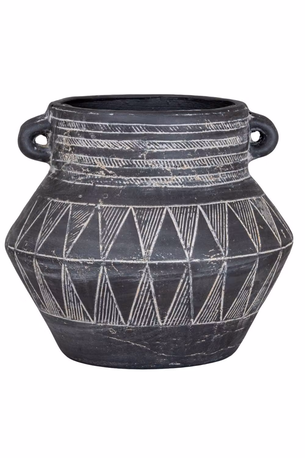KDMD Etched Collection Tall Handle Ceramic Pot with Etched Detail in Black – 2