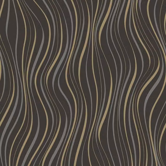 Grandeco Line-Up Wave Stripe Blown Vinyl Textured Wallpaper, Black