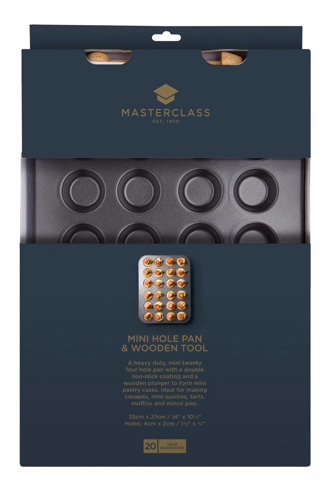 MasterClass Non-Stick 24 Hole Mini Muffin Tray, Carbon Steel, Grey, W: 35 cm, D: 27 cm – 9