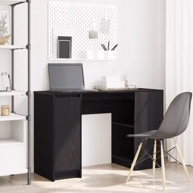 Berkfield Black Oak Secretary Desk with Enclosed Cabinet, W/D/H: 120 x 42 x 76 cm – 1