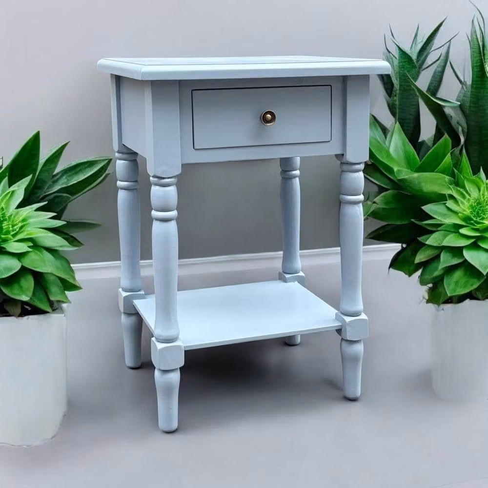 Minster Single Drawer Side Table in Blue, W: 45 cm, D: 35 cm, H: 65 cm – 3