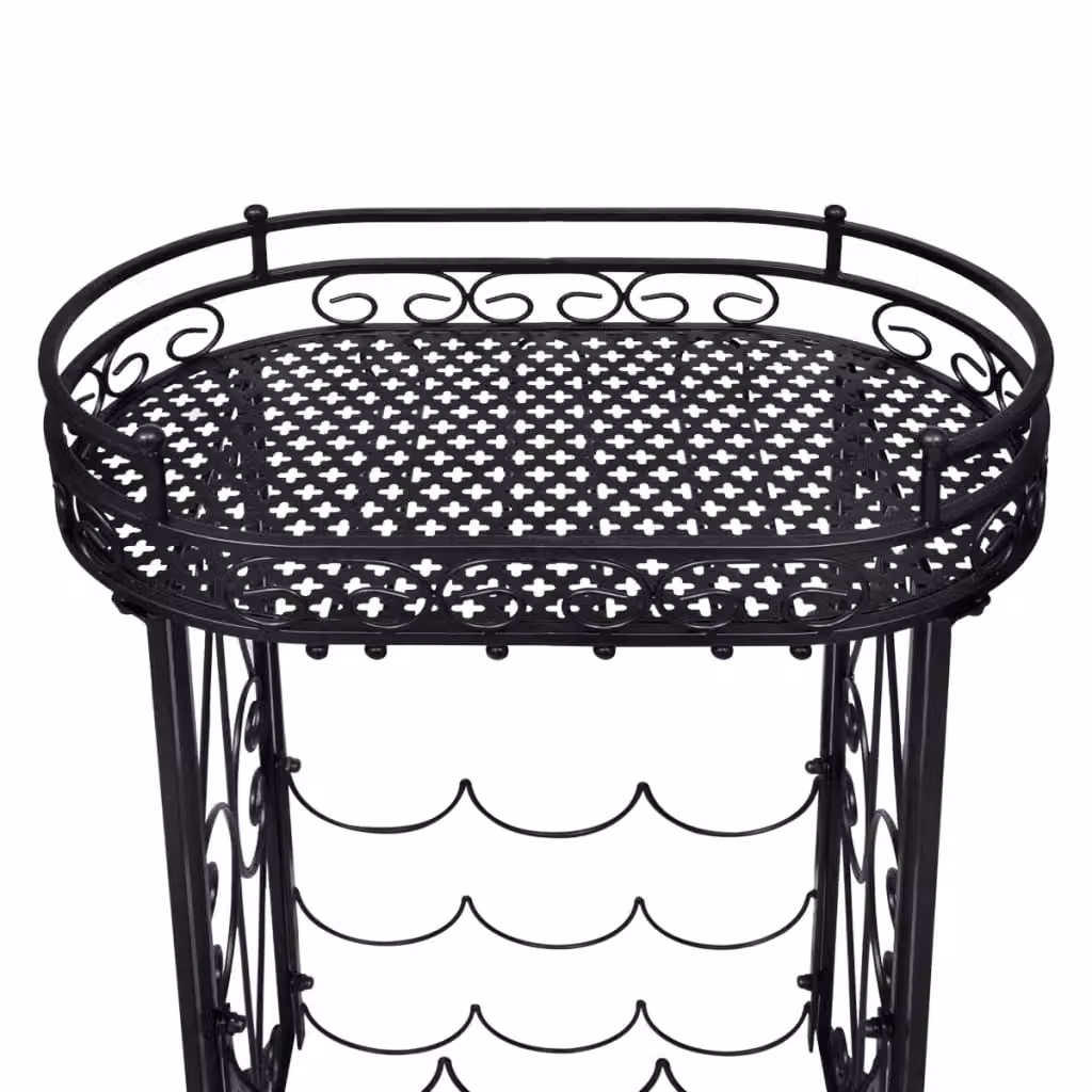 Berkfield Home Metal Wine Rack in Matt Black with Glass Holder for 9 Bottles – 3