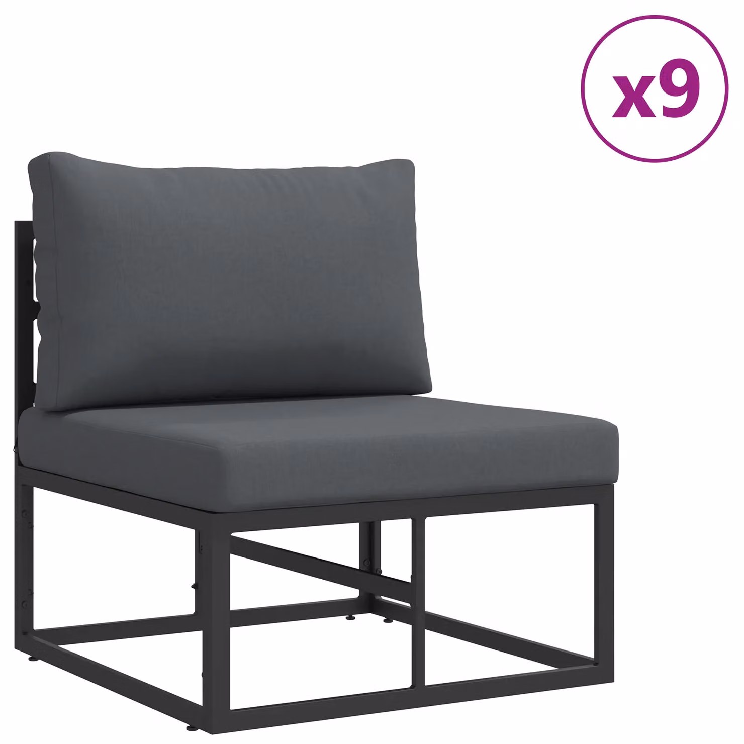 Berkfield Home 14-piece Modern Garden Sofa Set in Black with Powder Coated Aluminium Frame and UV-Resistant Polyester Cushions, W/D/H: 70 x 70 x 32 cm – 3