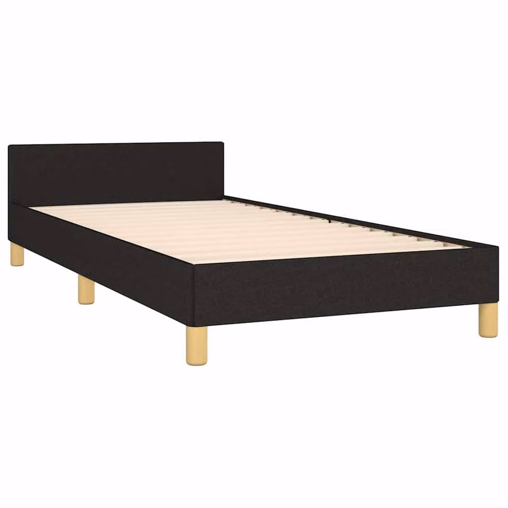 Berkfield Home Durable Single Bed Frame with Headboard in Black Fabric – 3