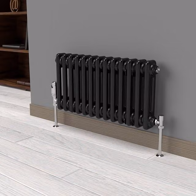 Lux Heat Horizontal Column Radiator in Black, W: 30.0 cm, H: 60.5 cm