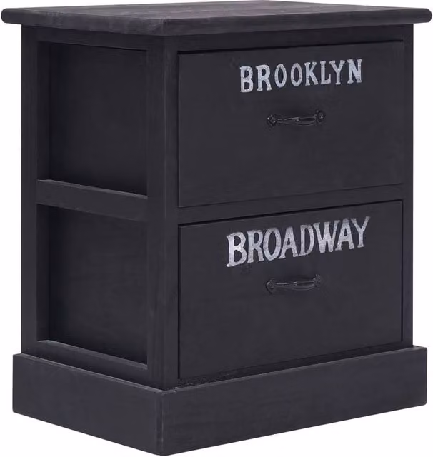 Berkfield Home Set of 2 Black Paulownia Wood Nightstands, W: 38 cm, D: 28 cm, H: 45 cm – 1