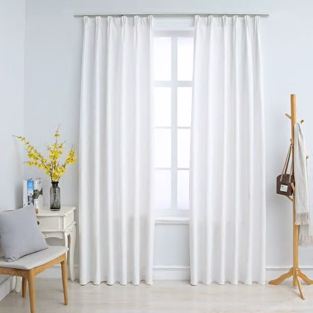Berkfield Home Blackout Curtains with Hooks, 2 Pack, White, W: 140 cm, H: 245 cm