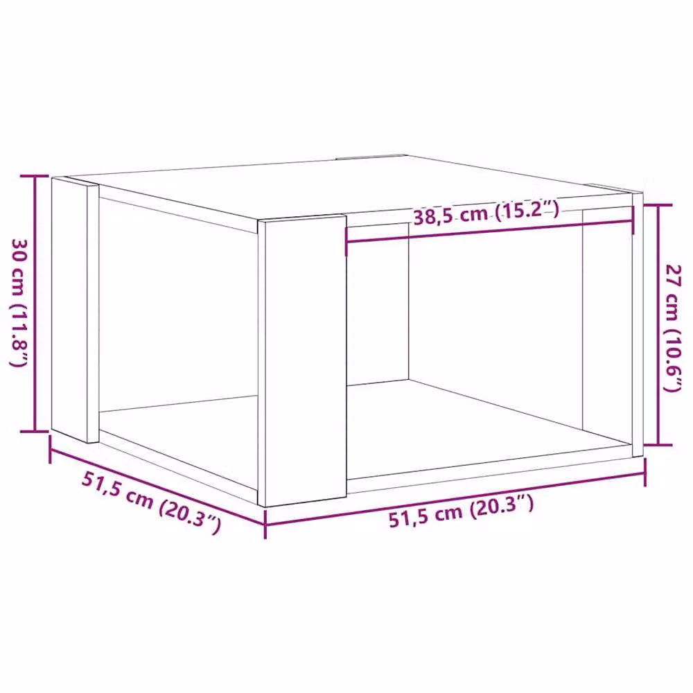 Berkfield Home Black Oak Coffee Table, W: 51.5 cm, D: 51.5 cm, H: 30 cm – 6