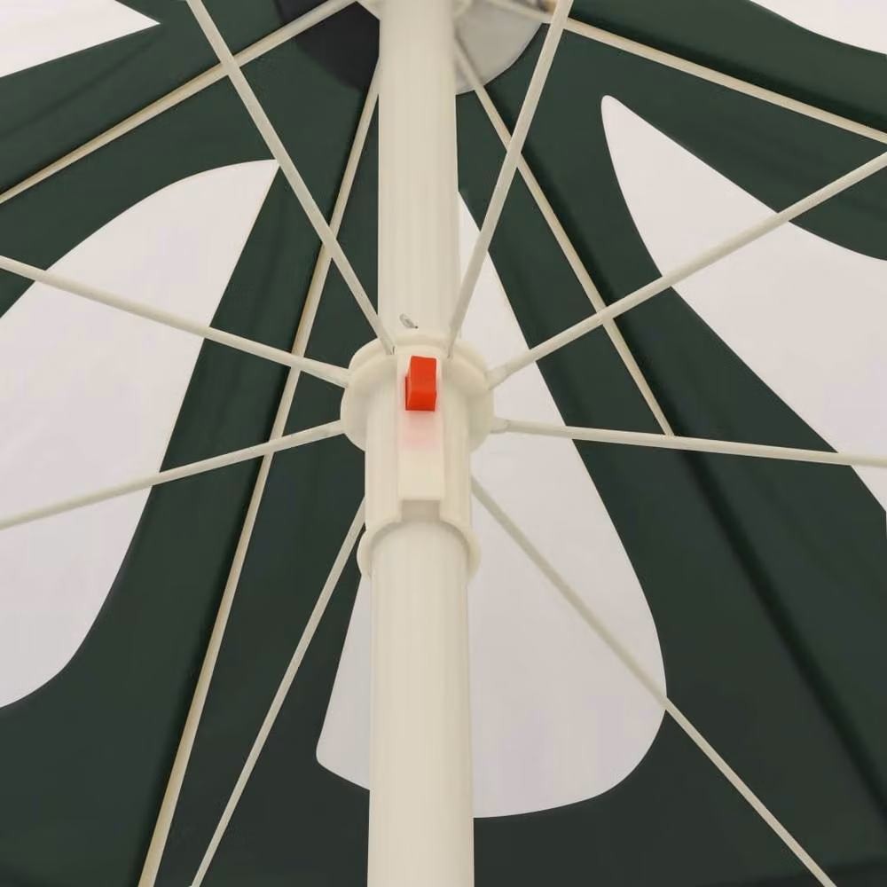 Berkfield Home Green Floral Polyester Beach Parasol, Diameter: 240 cm – 3