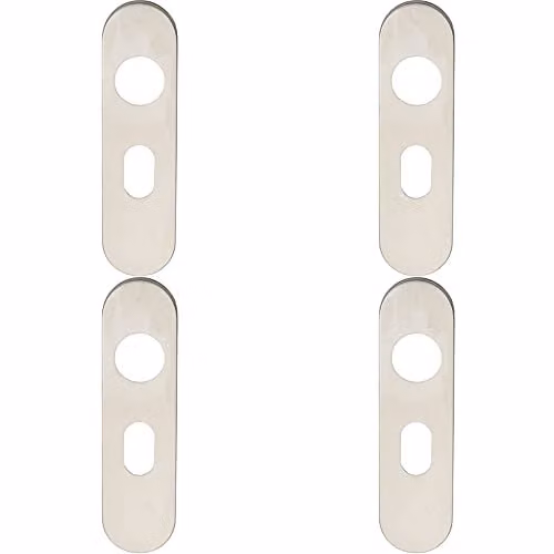 Loops 4 Pack Radius UK Oval Cylinder Plate Cover in Brushed Silver Stainless Steel, W: 170 mm, H: 45 mm, D: 8 mm