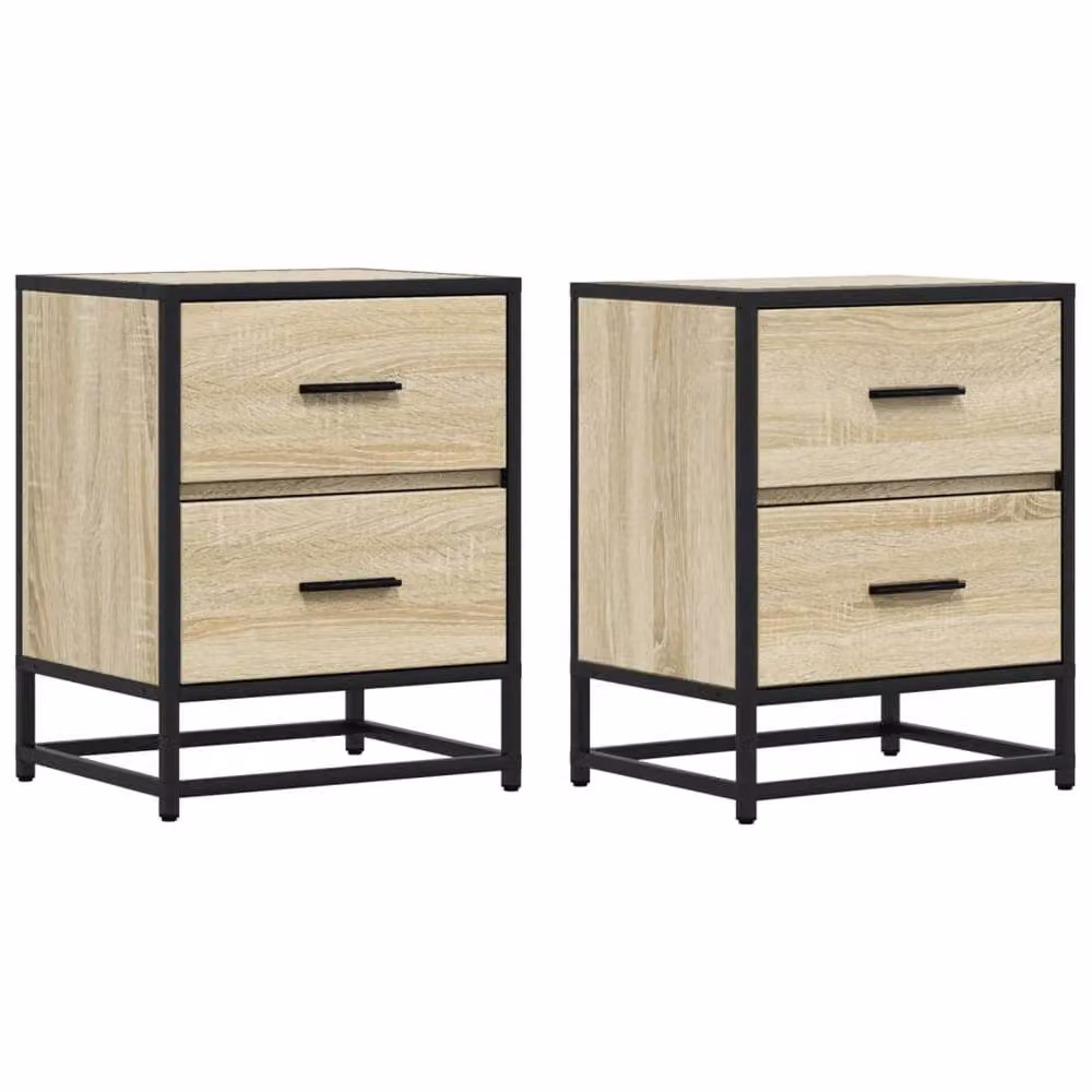Berkfield Home Decorative Bedside Cabinets, 2 Pack, Sonoma Oak, W: 40 cm, D: 31 cm, H: 50 cm – 2