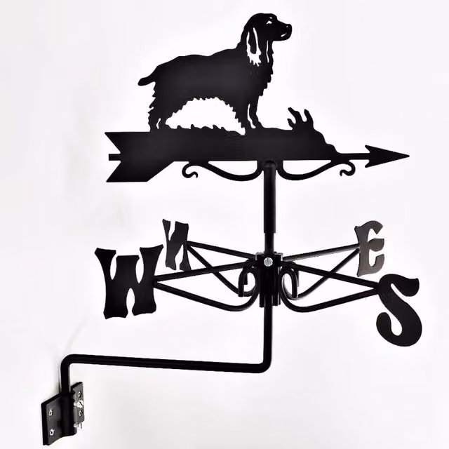 Buttercup Farm Mini Springer Spaniel Metal Weathervane in Black, W: 38 cm, D: 38 cm, H: 48.5 cm