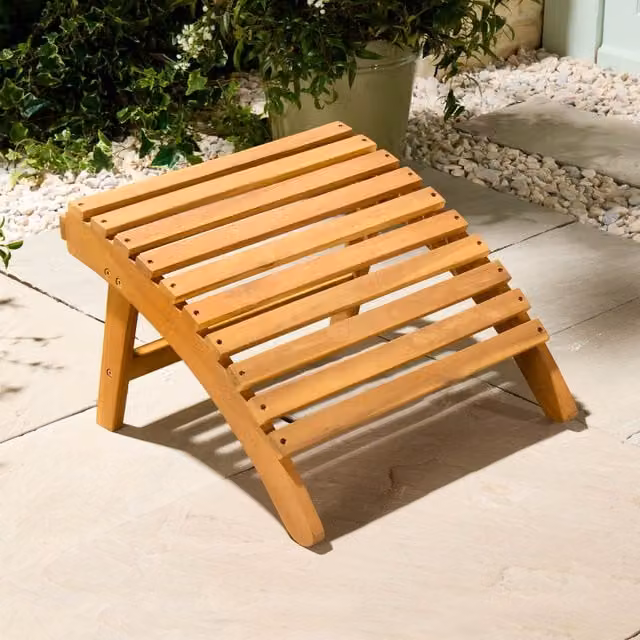 VonHaus Hudson Adirondack Acacia Wood Outdoor Footstool in Brown