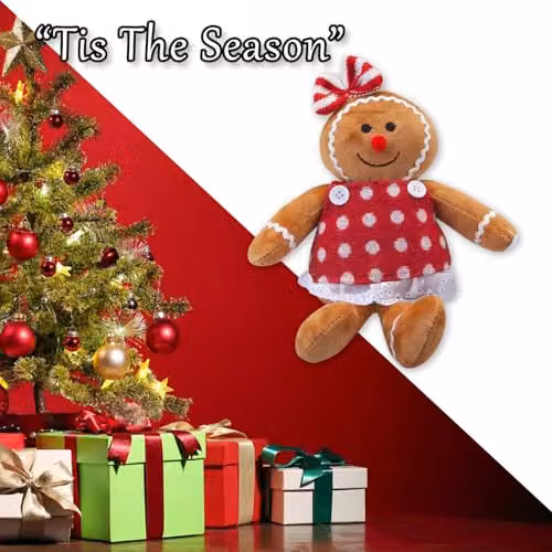 VFM e-Store Christmas Gingerbread Woman Tabletop Decoration, Red, White and Multicolour, H: 19 cm, W: 18 cm – 4