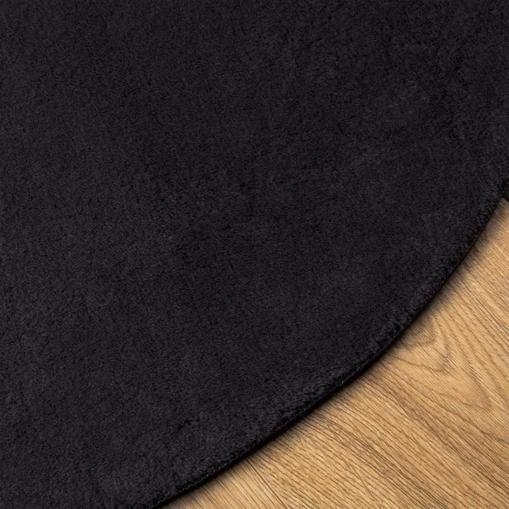 Berkfield Home HUARTE Round Short Pile Soft and Washable Rug, Black, Diameter: 80 cm – 2