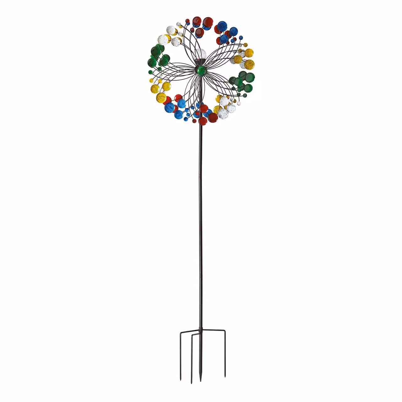 mysmartbuy Harlequin Illuminated Garden Wind Spinner with Solar Crackle Globe in Multicolour – 3