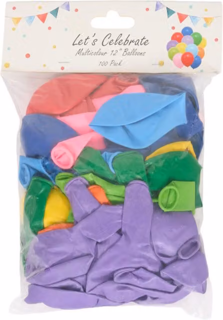 Lets Celebrate Pack of 100 Multicolour Balloons