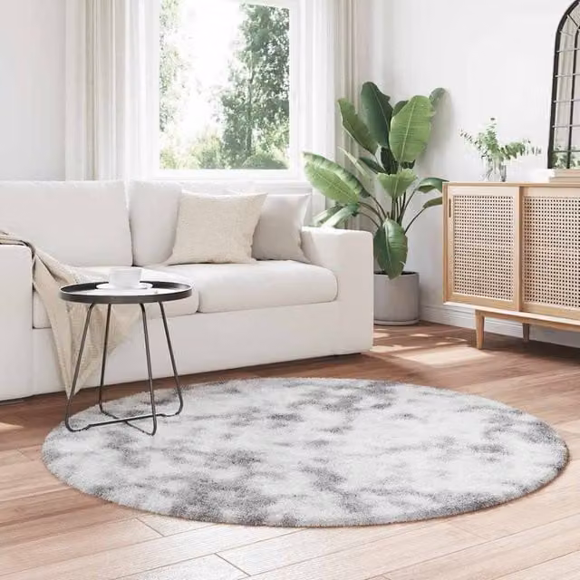 Berkfield Home Navarra Shaggy High Pile Round Rug in Silver Grey, Diameter: 160 cm