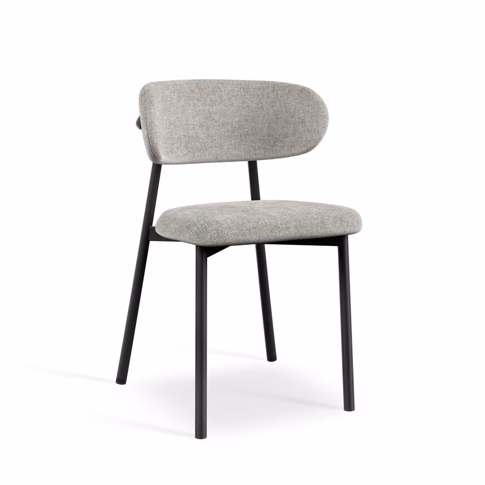 More4Homes Arlo White Marble Top Round Dining Table with Oak Legs and 6 Myla Grey Linen Dining Chairs Set – 2