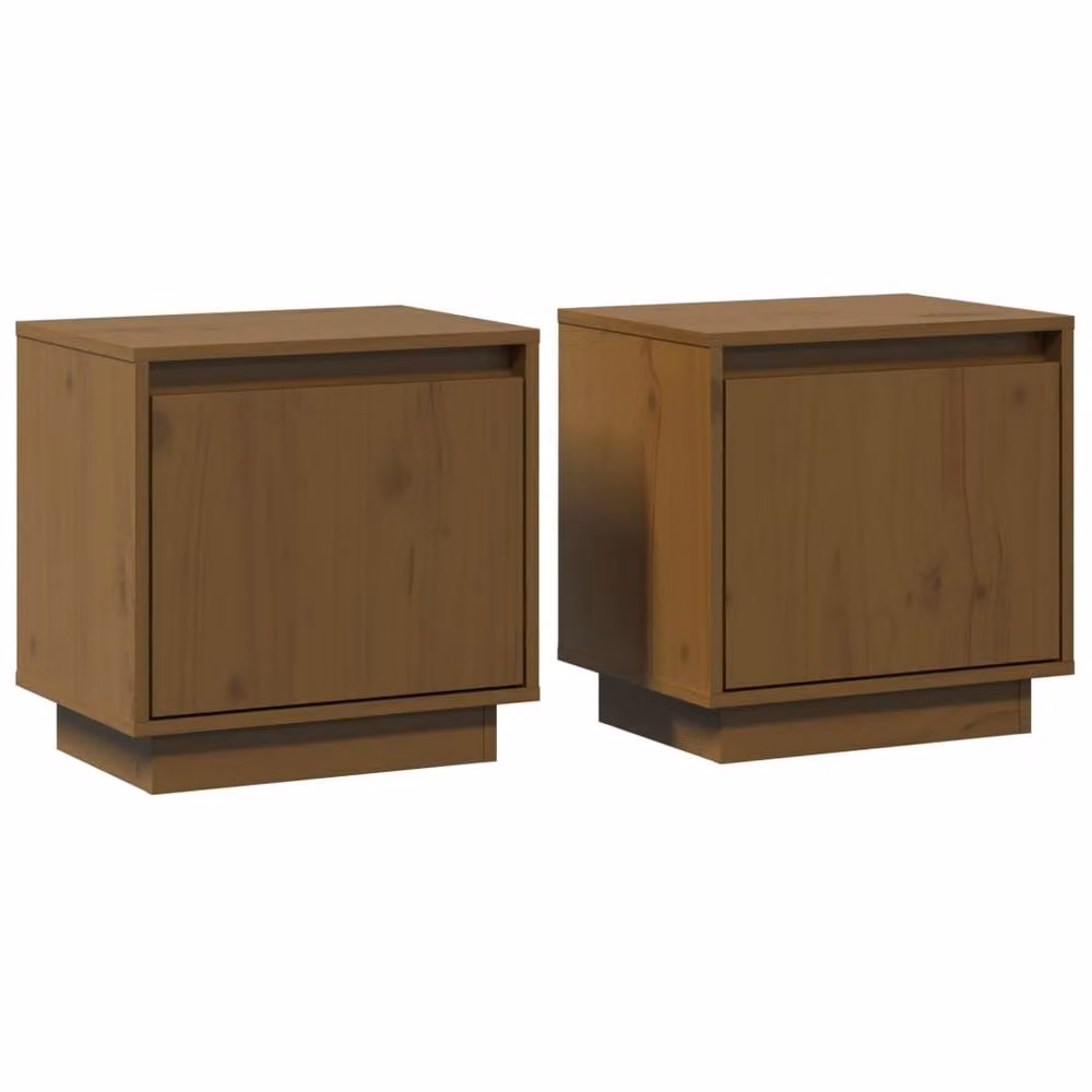 Berkfield Home Elegant Bedside Cabinets, 2 Piece Set in Honey Brown Solid Pine Wood, W/D/H: 40 x 30 x 40 cm – 2