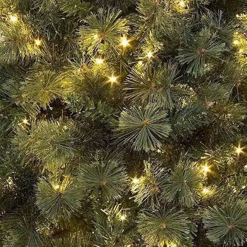 Shatchi 1.5m Pre-Lit Kentucky Pine Artificial Green Christmas Tree with Warm White LED Lights – 8