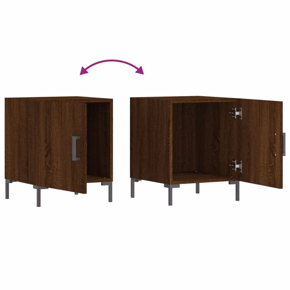 Berkfield Home Set of 2 Brown Oak Bedside Cabinets, W/D/H: 40 x 40 x 50 cm – 4