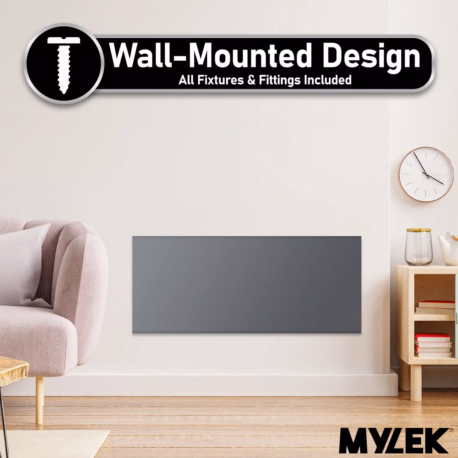 MYLEK 2kW Slimline Electric Panel Convector Heater with WiFi App Control in Anthracite – 8