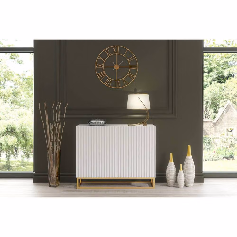 Creative Furniture Ripple Sideboard in White with Fluted Doors, W/D/H: 100 x 35 x 80 cm – 2