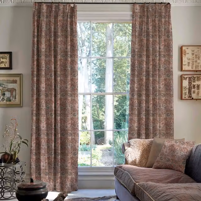 Linda Barker Home Jaipur Made To Measure Blackout Cotton Floral Curtains in Spice Multicolour