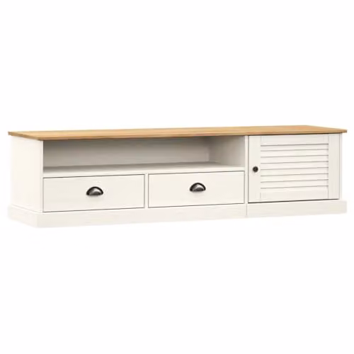 vidaXL VIGO TV Cabinet in White Rustic Solid Pine Wood, W: 156 cm, D: 40 cm, H: 40 cm – 1