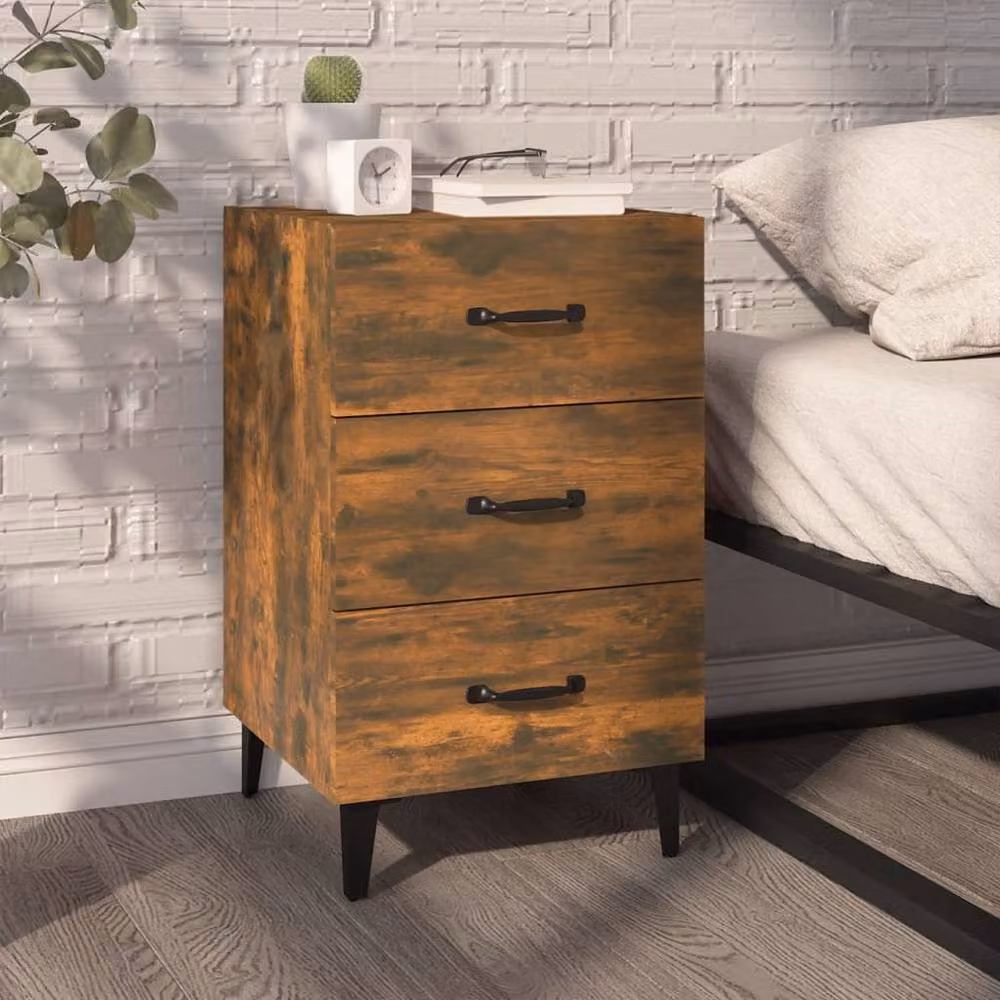 Berkfield Home Bedside Cabinet in Smoked Oak Brown, W/D/H: 40 x 40 x 66 cm – 2