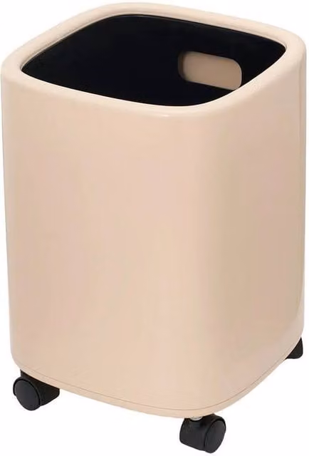 PAWNORA 12L Wheeled Plastic Rubbish Bin with Flip Lid and Removable Inner Bucket in Beige – 1