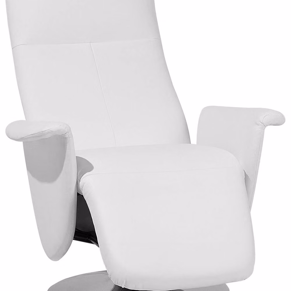 Wyld and Coco White Faux Leather Reclining Armchair with Pull-out Ottoman – 2